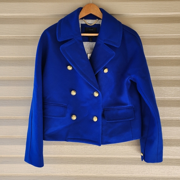 J. Crew Melton wool royal blue coat size 10 - Picture 3 of 14